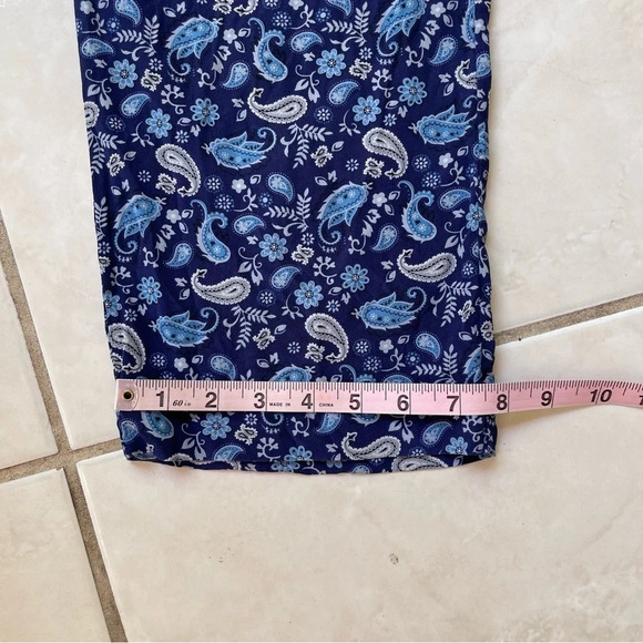 Manoush Paisley Print Silk Pants with Side Zipper and pockets blue size 38 - Picture 5 of 14